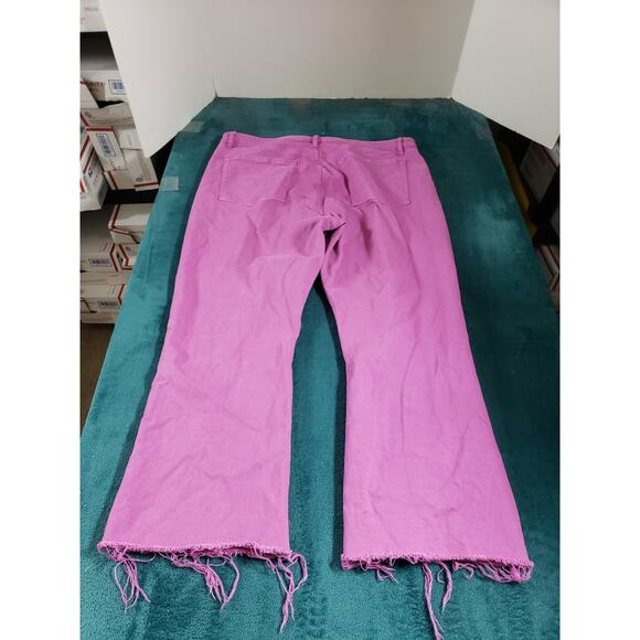 Loft Jeans Size 14 Womens Pink Stretch Pants Ladies Fray Hem Mid Rise Kick Crop - Picture 11 of 13